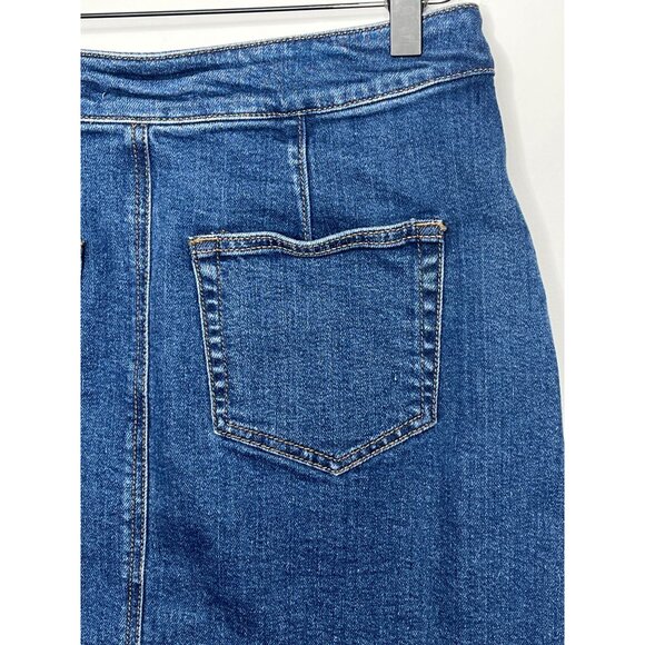 Loft Denim Button Front Mini Skirt Blue XS / 2 Casual Stretch - Picture 14 of 16